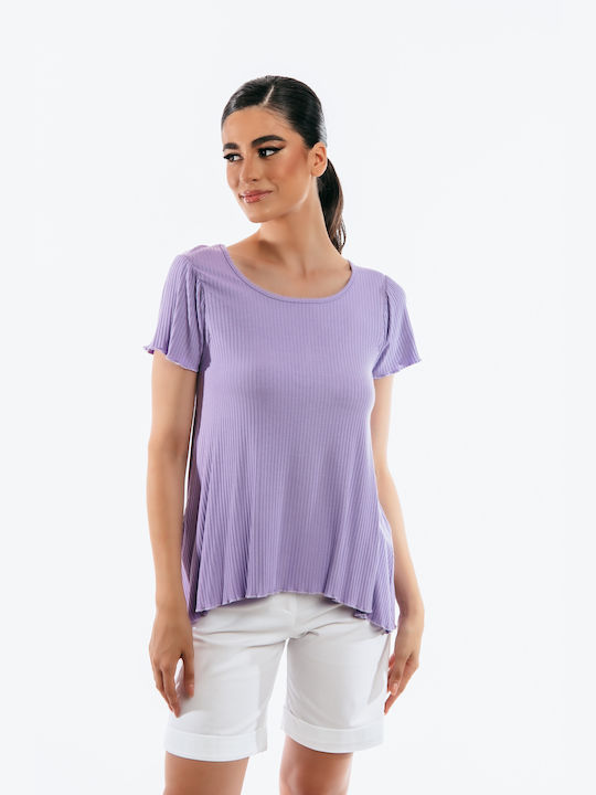 Boutique Bluza de Damă Mâneci scurte Purple