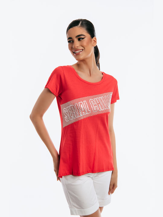 Boutique Women's Blouse Short Sleeve Red