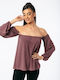 Boutique Damen Bluse Trägerlos Bordeaux