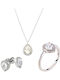 Xrisokosmima Комплект с Колие , Обеци & Пръстен от Бяло злато 14K с Камъни