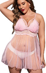 Pretty Lingerie Plus Size Set Sexy Baby Dolls mit Spitze & Transparenz Rot