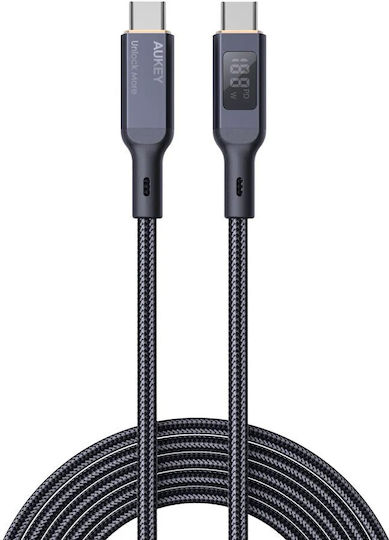 Aukey Cablu USB 2.0 USB-C Masculin - USB-C 100W PD Negru 1.8m AKAUKKUCBMCC102