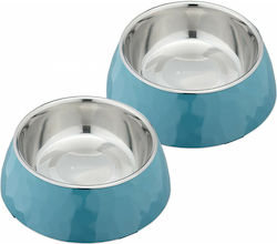 Navaris Σετ 2 Stainless Steel Bowl for Dogs in Blue Color