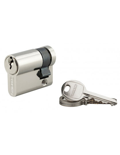 Thirard Κύλινδρος Κλειδαριάς Ασφαλείας Μισός 40mm (30-10) με 3 Κλειδιά Ασημί