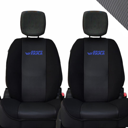 Car Seat Back 2pcs Leatherette Carbon Black