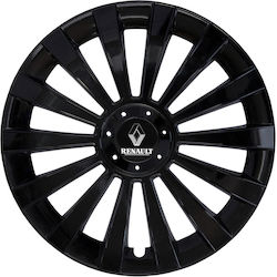 Jestic Car Hubcap Set with Renault Emblem 15" 4pcs Black /Black