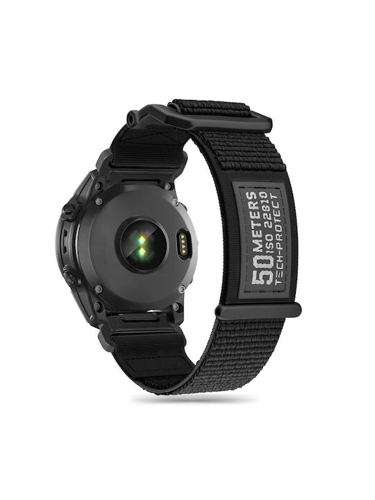 Tech-Protect Scout Λουράκι Υφασμάτινο Μαύρο (Fenix 5 / 5 Plus / 6 / 6 Pro / 7 / 7 Pro / 8 / E (47mm))