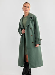 Vero Moda Women's Long Coat with Belt olive oil