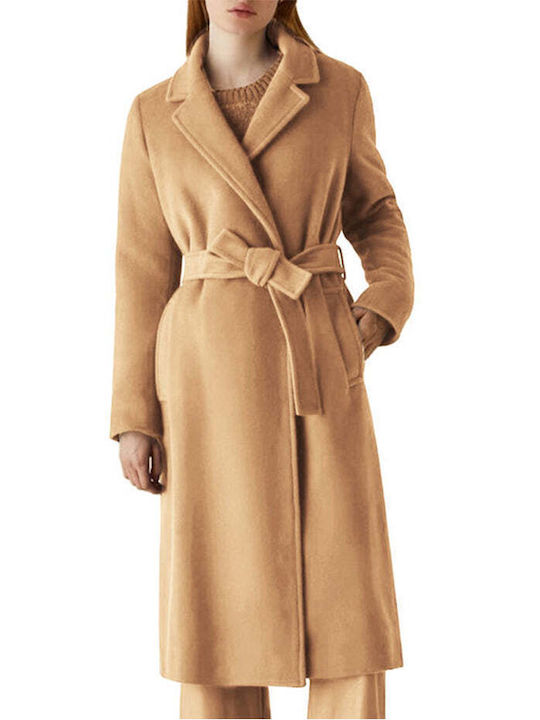 Emme Women's Long Coat with Buttons Beige.