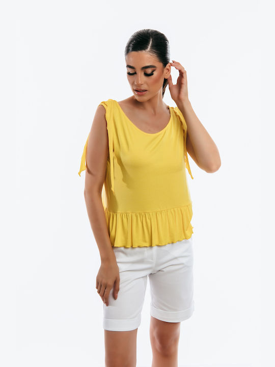 Boutique Damen Sommer Bluse Ärmellos Yellow