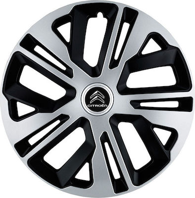 Jestic Car Hubcap Set with Citroen Emblem 15" 4pcs Silver /Black