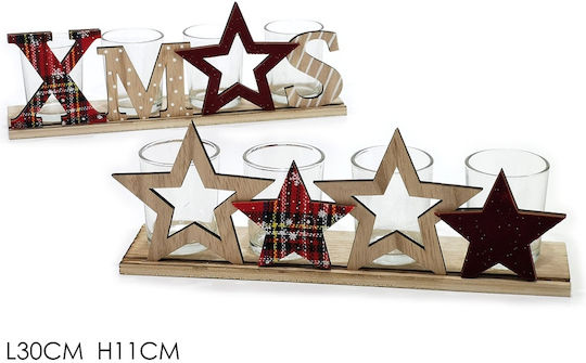 ArteLibre Crăciun Lemnos Suport pentru lumânare Bej 30x11cm.