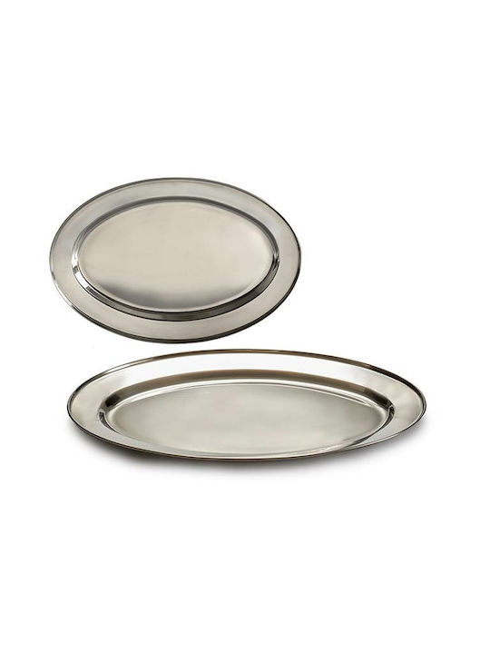 Kinvara Stainless Steel Oval Serving Tray in Silver Color 40cm 24pcs