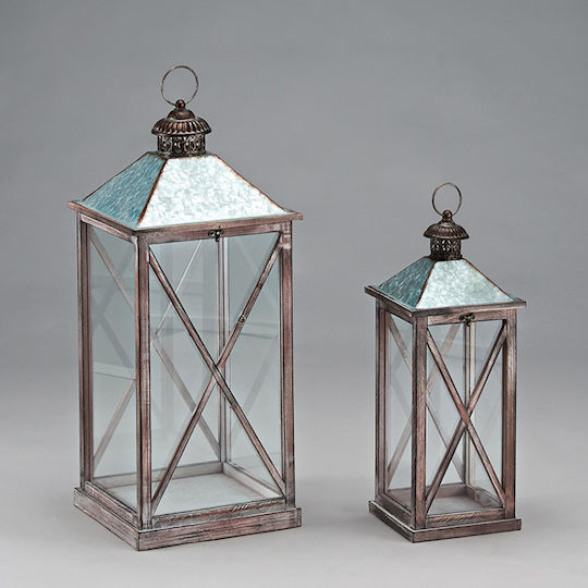 Novaker Metallic Lanterns Set Gray 2pcs