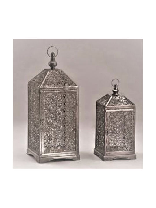 Metallic Lanterns Set Silver 2pcs