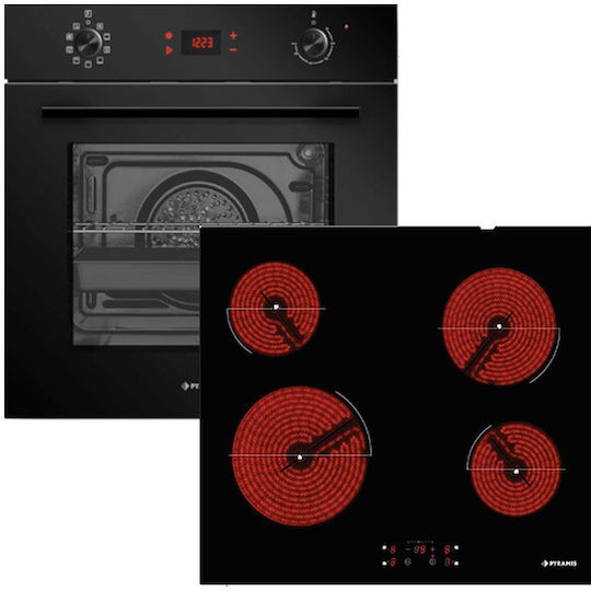Pyramis PO782008SBL + PHC6140FMB Einbauofen 78Es mit Keramikkochfeldern B59.5cm.