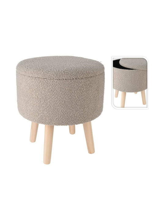 Stools For Living Room with Storage Space Upholstered with Fabric Beige 1pcs 35x35x40cm