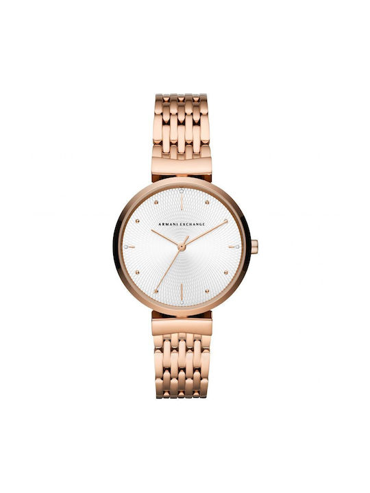 Armani Exchange Watch with Pink Gold Metal Bracelet