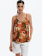 Damen Bluse mit Trägern orange
