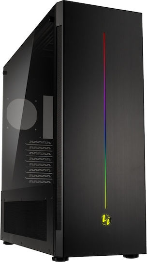 V3000WX Gaming Full Tower Κουτί Υπολογιστή με Πλαϊνό Παράθυρο και RGB Φωτισμό Μαύρο