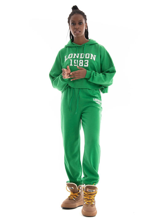 Only Women's Cropped Hooded Sweatshirt Green