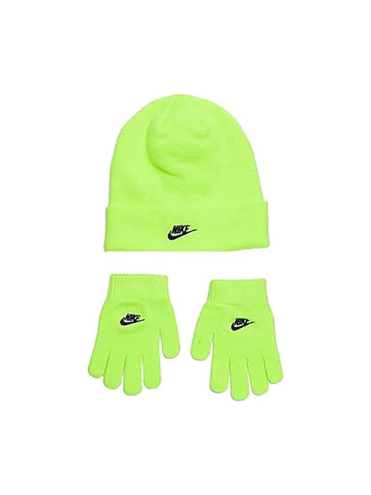 Nike Kids Beanie Set with Gloves Knitted Green