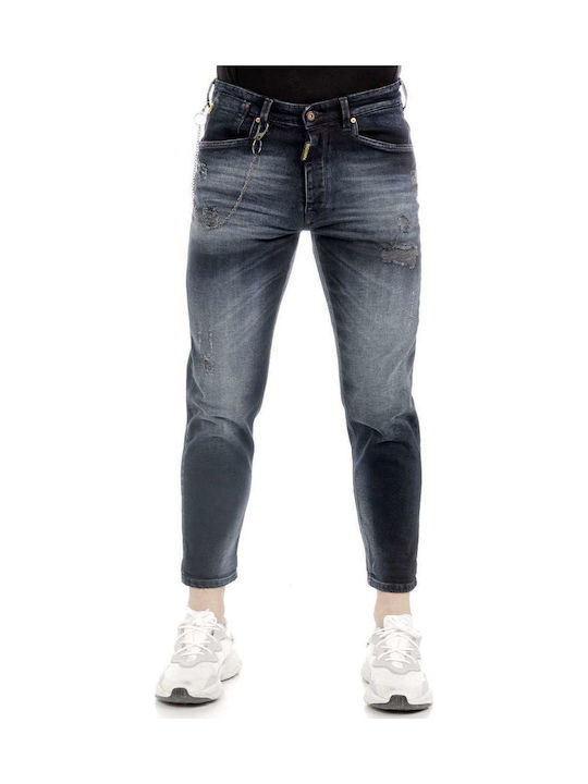 Ανδρικό Παντελόνι Τζιν Ελαστικό με Slim Baggy Εφαρμογή Μπλε