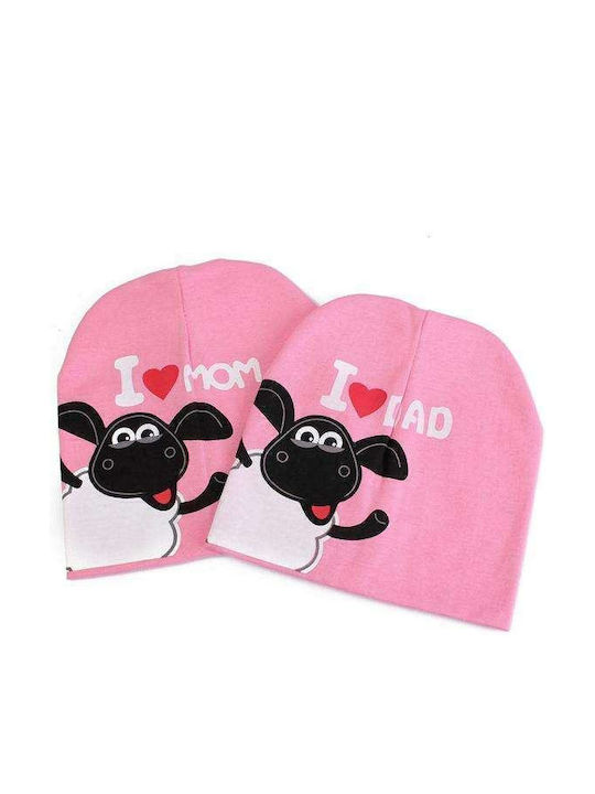 Kids Beanies Set Knitted Pink 2pcs