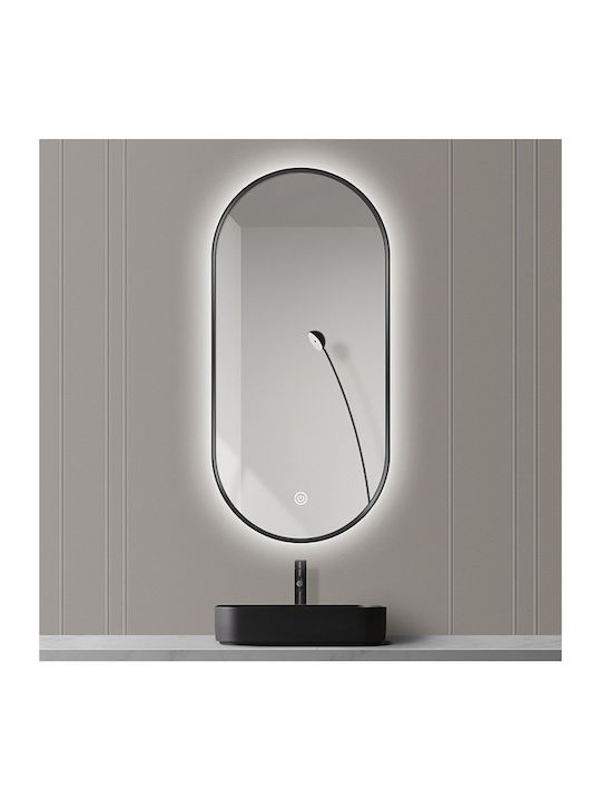 Gloria Elsa Oval Bathroom Mirror made of Plastic 50x80cm Black