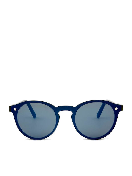 Snob Milano Dogui Sunglasses with Blue Plastic Frame and Blue Mirror Lens