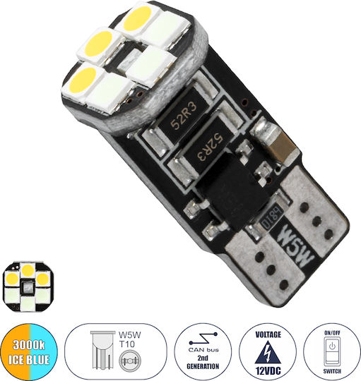 GloboStar Lamps Car T10 Canbus LED 3000K Warm White 12V 1.3W 1pcs