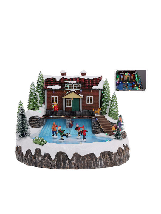 Aca Christmas Illuminated Decorative Village with Battery with Music and Movement 29x28x23cm.