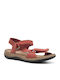 Flache Sandalen für Damen mit Riemen in Rot Farbe
