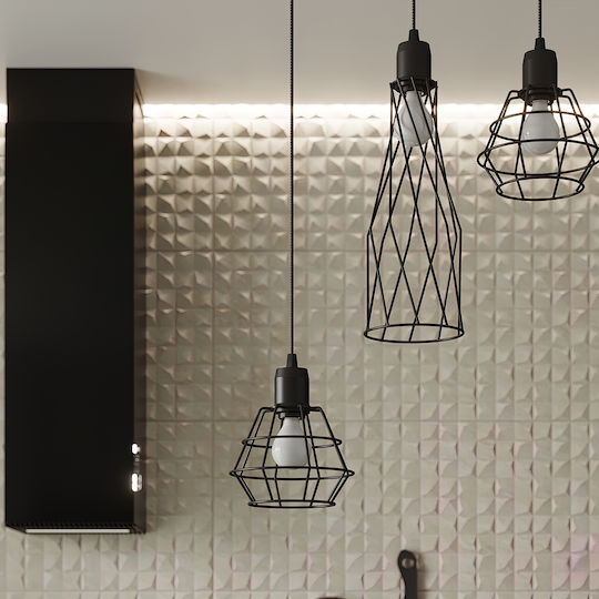 Sollux 1 Pendant Light Black with Socket E27 13x13x390cm