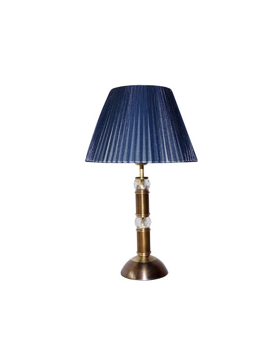 DITS Lighting Κρυστάλλινο Πορτατίφ για Ντουί E27 με Μπλε Καπέλο και Μπρούτζινη Βάση