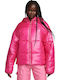 Hero  Nsw Womens Classic Puffer Shine Fireberry Color Women's Short Puffer Jacket for Winter with Hood ''''''