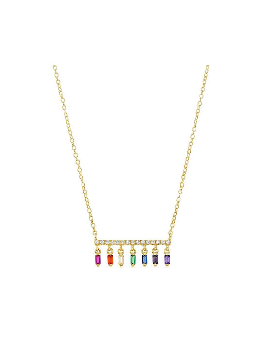 Vogue Necklace from Gold Plated Silver with Zircon