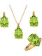 Verorama Set with Necklace , Earrings & Ring from Silver Gold Plated with Stones