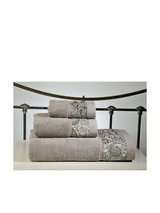 Down Town Home Σετ Πετσέτες Μπάνιου 3τμχ Bombay Brown 834 Βάρους 600gr/m²
