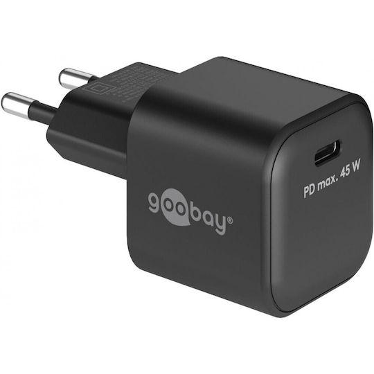 Goobay Goobay GaN Wireless Charger with USB-C Port 45W Power Delivery Black