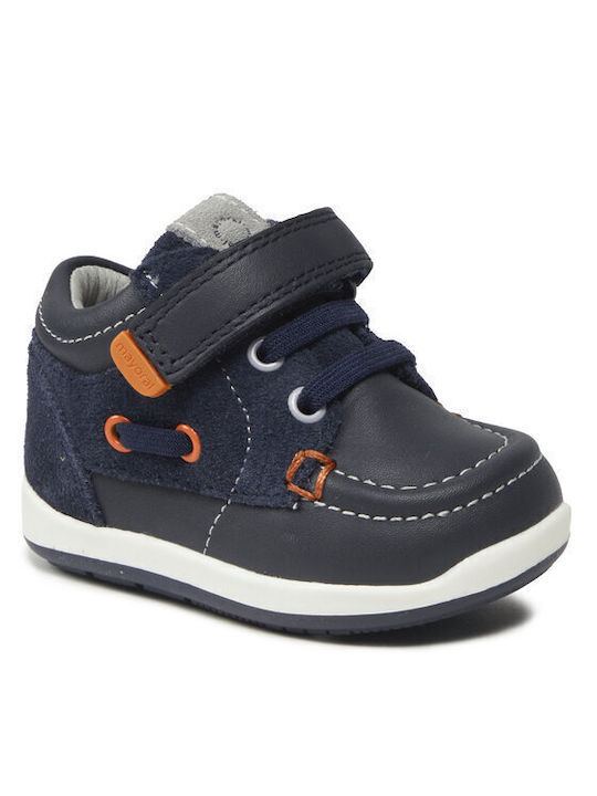 Mayoral Leather Kids Boots Navy Blue