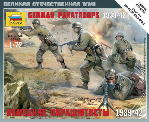 Zvezda Wwii German Paratroopers 1939-1942 Modeling Figure in Scale 1:72