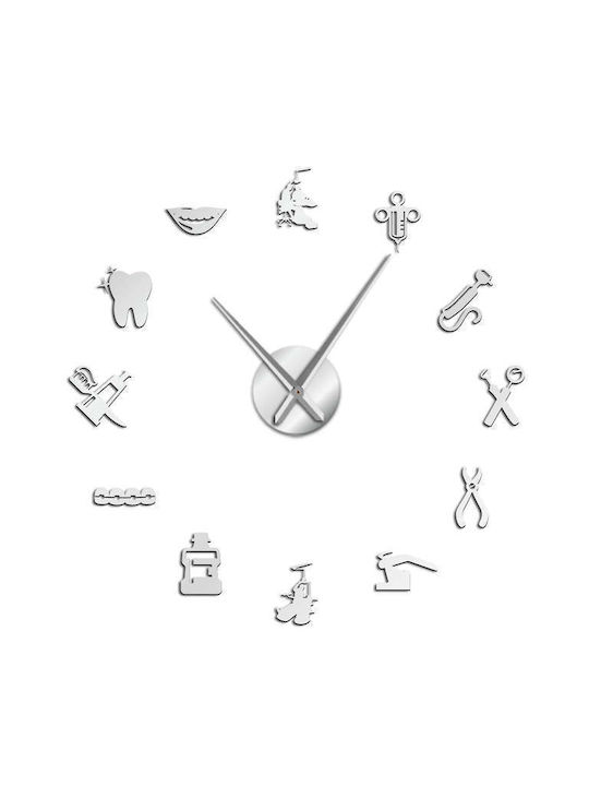 Wall Clock Sticker Plastic Silver