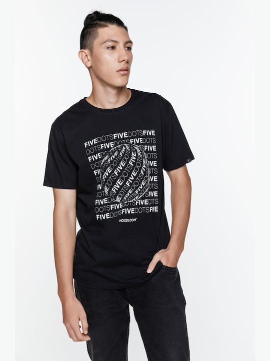 HoodLoom T-shirt Bărbătesc cu Mânecă Scurtă Negru