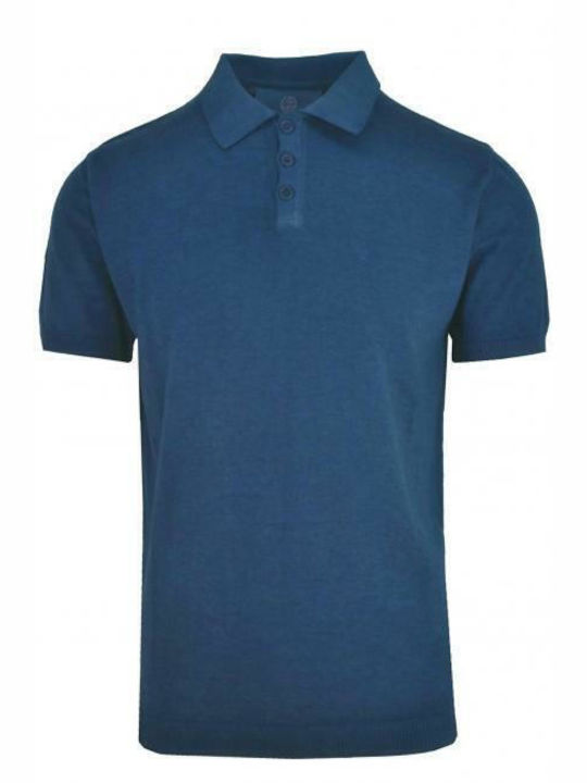 Wool & Co Herren Kurzarmshirt Polo Marineblau