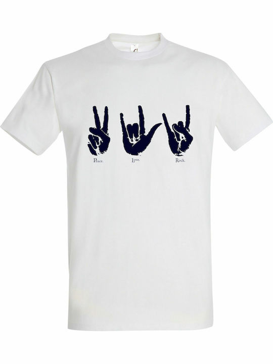 kirikoko "Peace Love Rock" T-shirt Λευκό Βαμβακερό