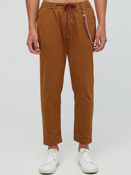 Aristoteli Bitsiani Men's Trousers Chino in Tapered Line Brown