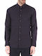 Timeless Shirt Μακρυμάνικo Βαμβακερό Πουκάμισο σε Στενή Γραμμή Πουά Navy Μπλε