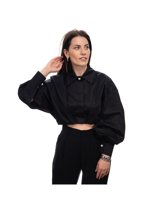 Avant Garde Damen Bluse Langärmelig Black