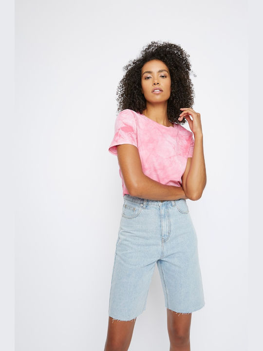 Glamorous Women's Summer Blouse Short Sleeve Pink
